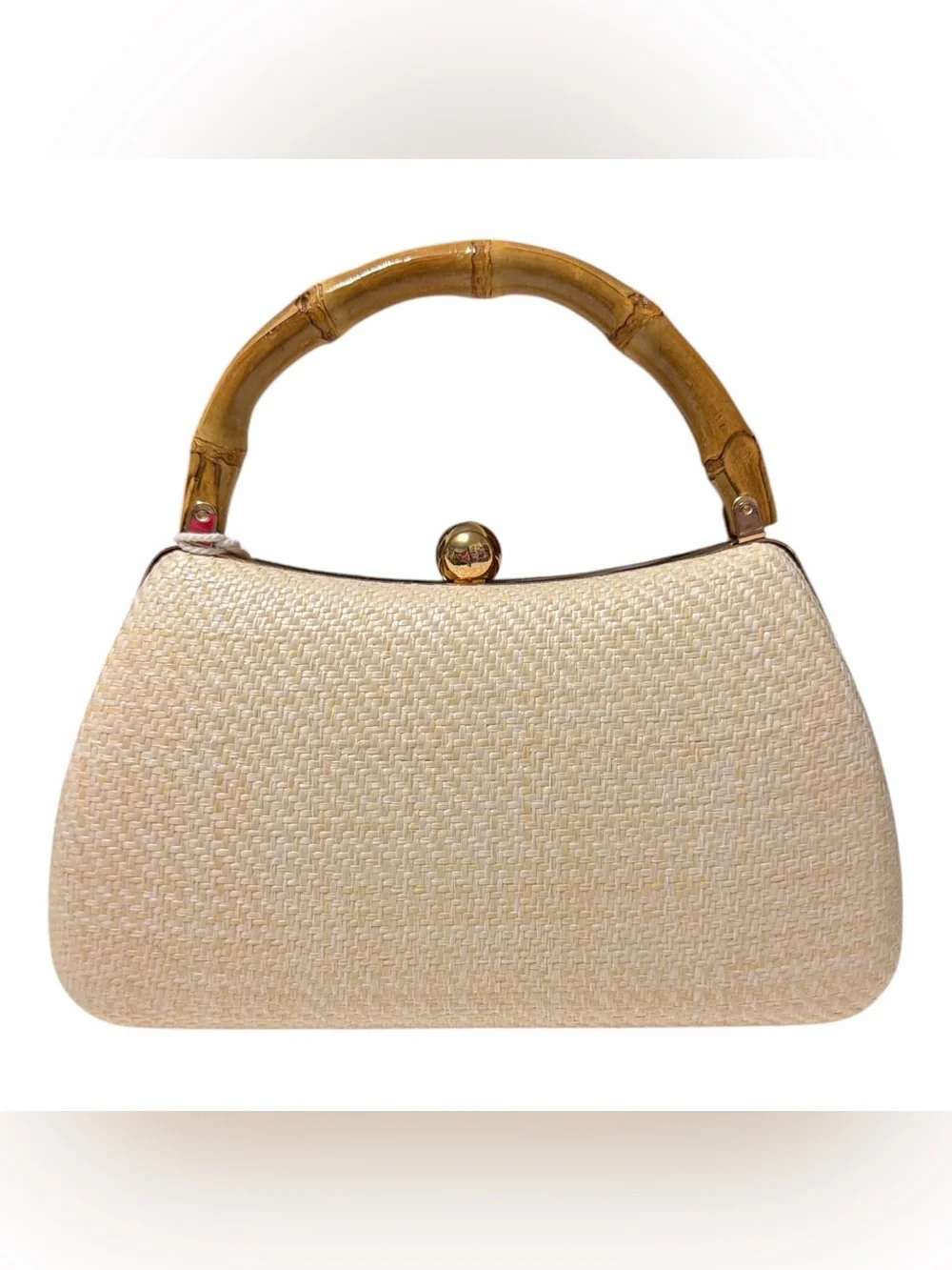 Haute Hippie Woven Straw Bamboo Handle Fruit Beaded Embroidered Crossbody Bag